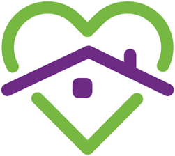 A house forming inside a heart, the CommunityIMPACT Studio mark